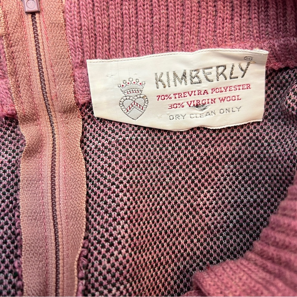 1960s Vintage Kimberly Pink Geometric Sweater Dress, Size Medium - Picture 8 of 9